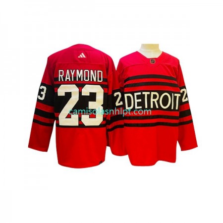 Camiseta Detroit Red Wings Lucas Raymond 23 Adidas 2022-2023 Reverse Retro Vermelho Authentic - Homem